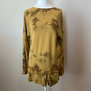 JoyLab Mustard Tie-Dye Pajama Set